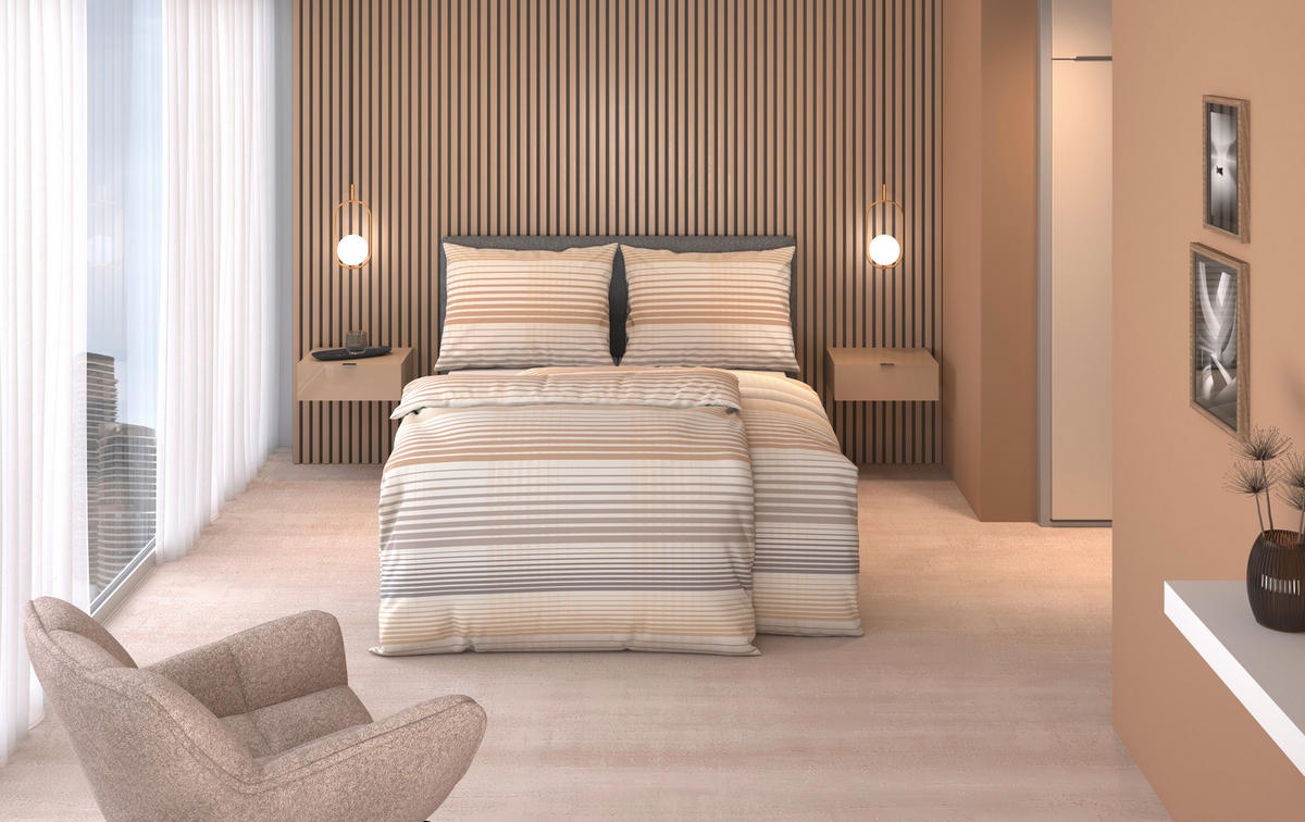 BETTWÄSCHE 2-teilig Satin 140/200 cm  - Taupe/Grau, Design, Textil (140/200cm) - Dieter Knoll