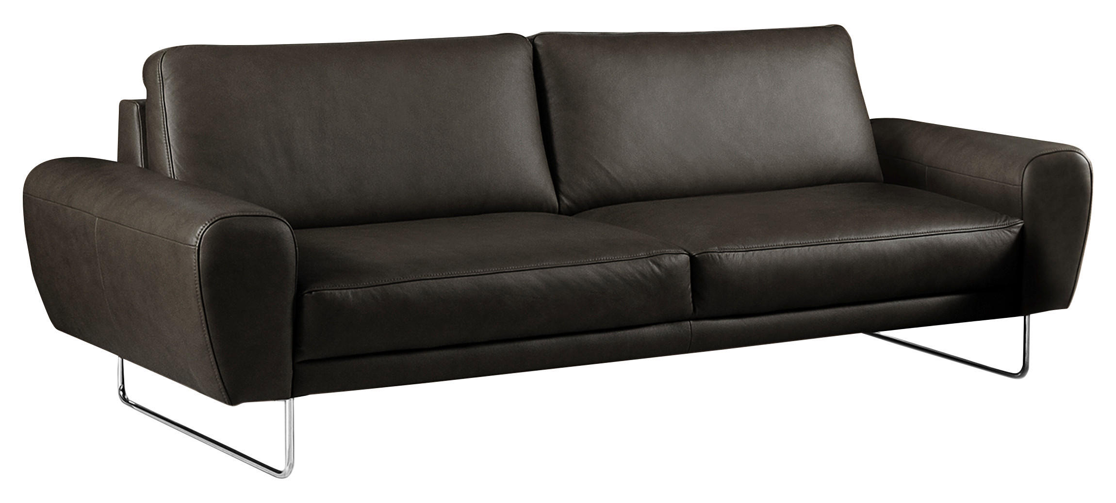 3-SITZER-SOFA in Leder Schwarz  - Chromfarben/Schwarz, Design, Leder/Metall (207/85/92cm) - Livetastic