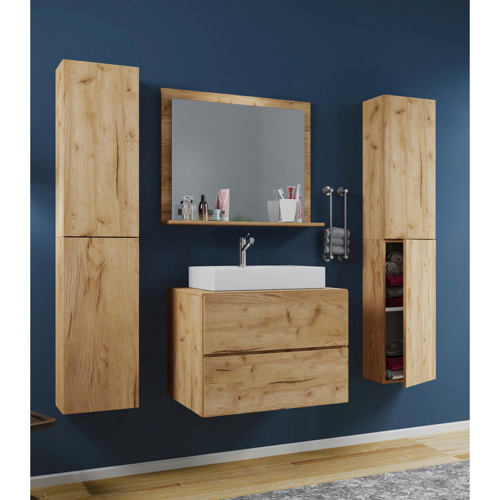 Thumbnail - Mid.you Badezimmer VCM Lendas, Honigeiche, Holzwerkstoff, 5-teilig, 4 Fächer, 2 Schublade(n),2 Schublade(n) Schubladen, ...