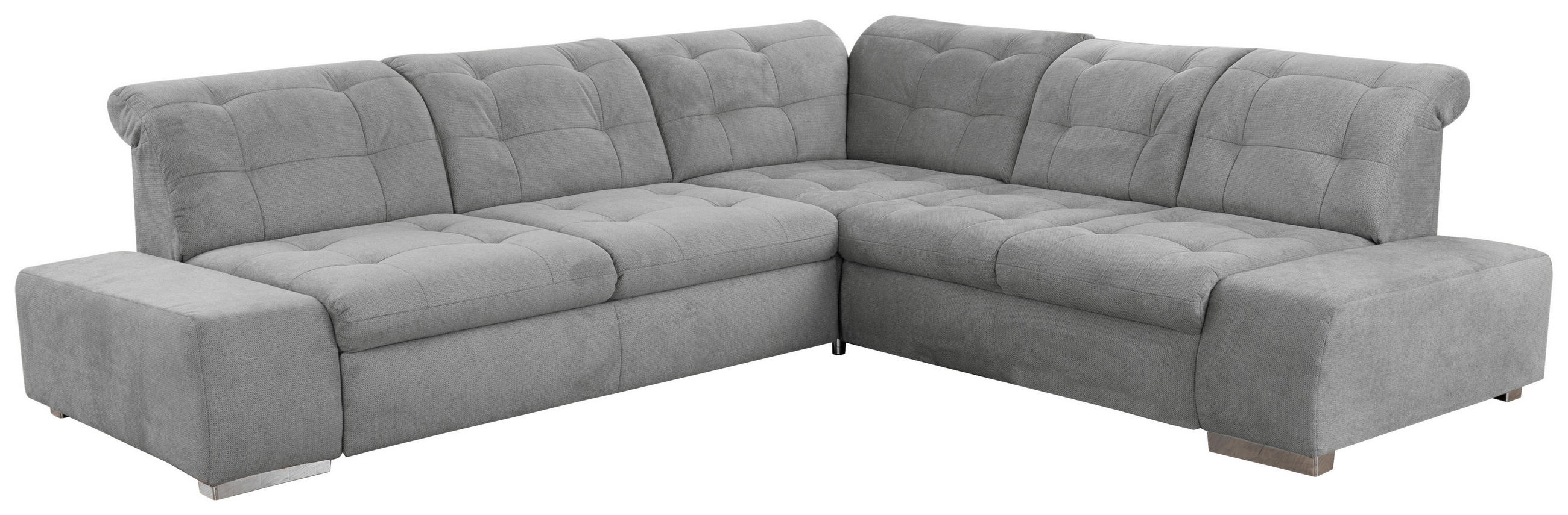 ECKSOFA in Flachgewebe Grau  - Chromfarben/Grau, Modern, Kunststoff/Textil (283/254cm) - Sit & More