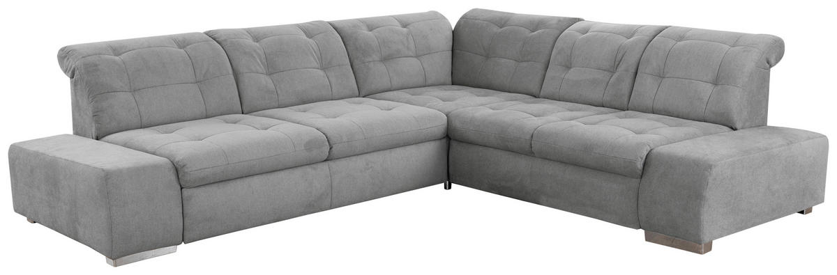 ECKSOFA in Flachgewebe Grau  - Chromfarben/Grau, Modern, Kunststoff/Textil (283/254cm) - Sit & More