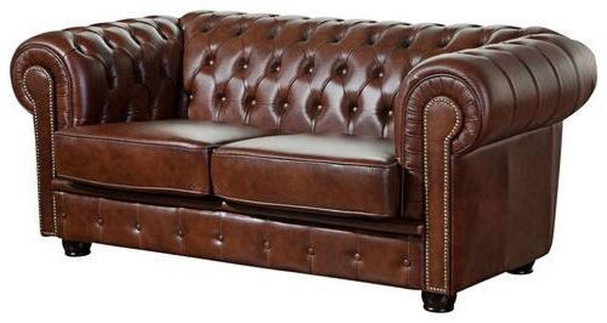 CHESTERFIELD-SOFA in Echtleder Braun  - Nussbaumfarben/Braun, KONVENTIONELL, Leder/Holzwerkstoff (174/74/98cm) - Max Winzer