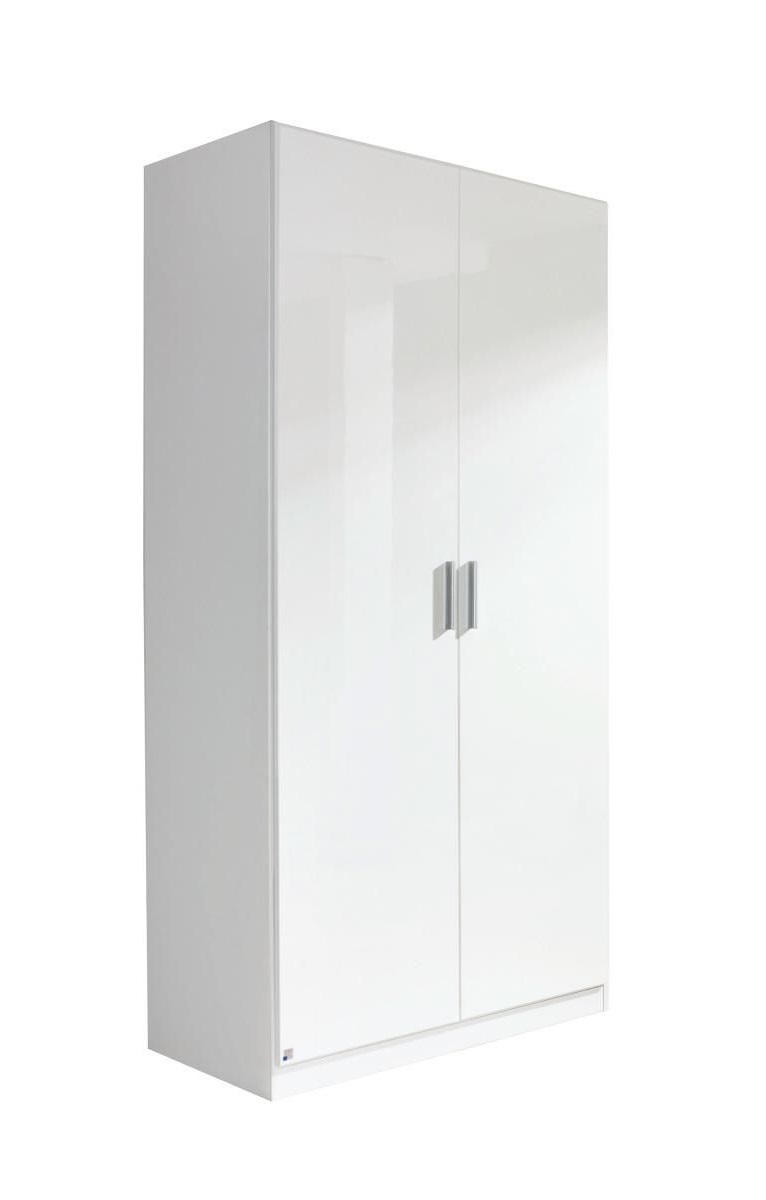 DREHTÜRENSCHRANK 2-türig Weiß, Weiß Hochglanz  - Weiß Hochglanz/Alufarben, Design, Holzwerkstoff/Kunststoff (91/197/54cm) - Carryhome