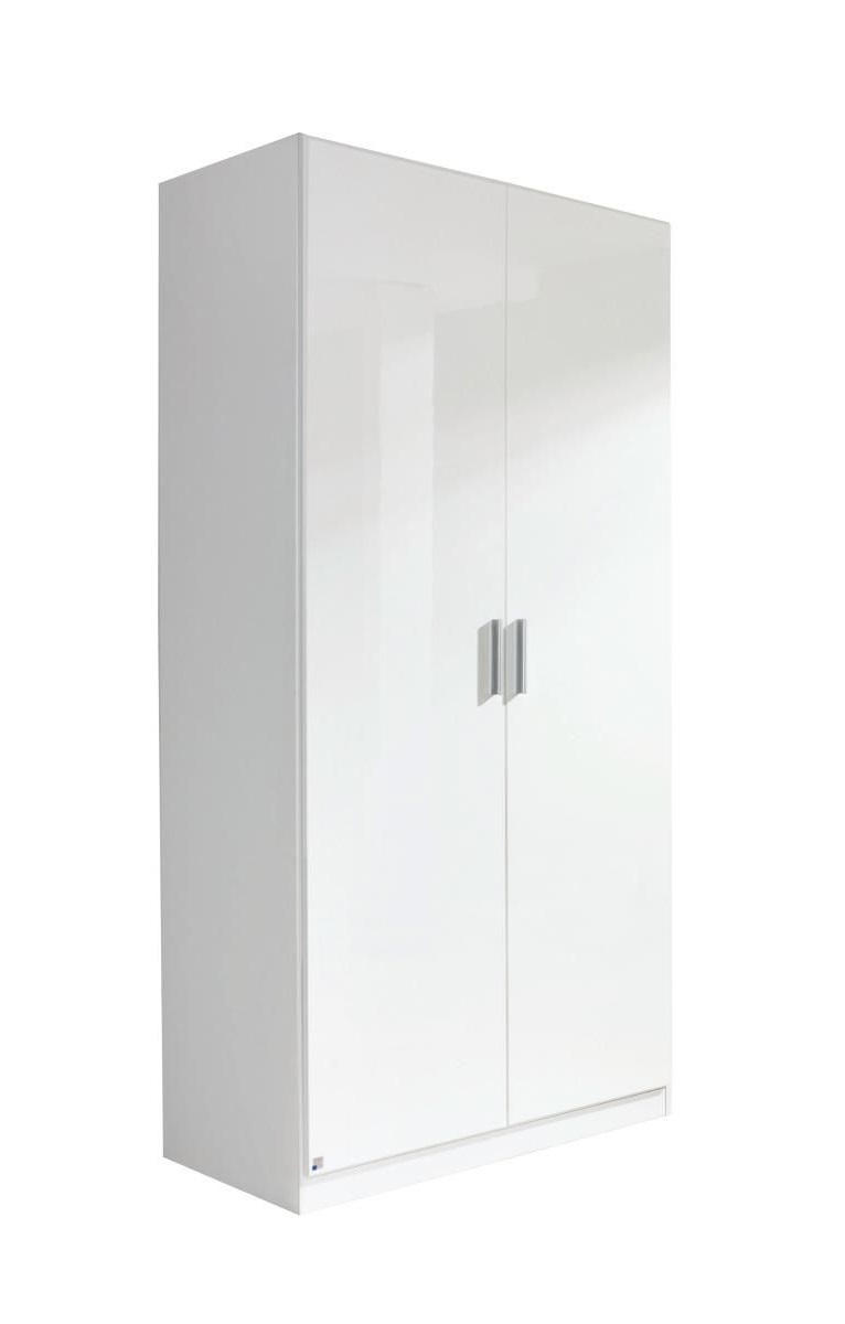 DREHTÜRENSCHRANK 2-türig Weiß, Weiß Hochglanz - Weiß Hochglanz/Alufarben, Design, Holzwerkstoff/Kunststoff (91/197/54cm) - Carryhome