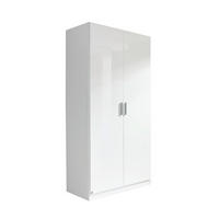 DREHTÜRENSCHRANK 91/197/54 cm 2-türig Weiß, Weiß Hochglanz  - Weiß Hochglanz/Alufarben, Design, Holzwerkstoff/Kunststoff (91/197/54cm) - Carryhome