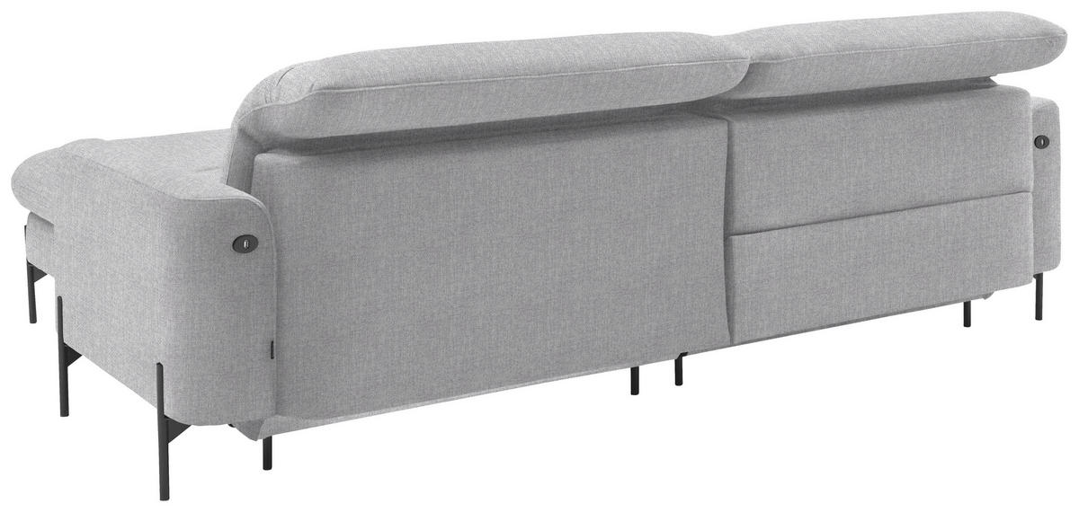 ECKSOFA in Flachgewebe Hellgrau  - Hellgrau/Schwarz, Design, Textil/Metall (252/191cm) - Dieter Knoll