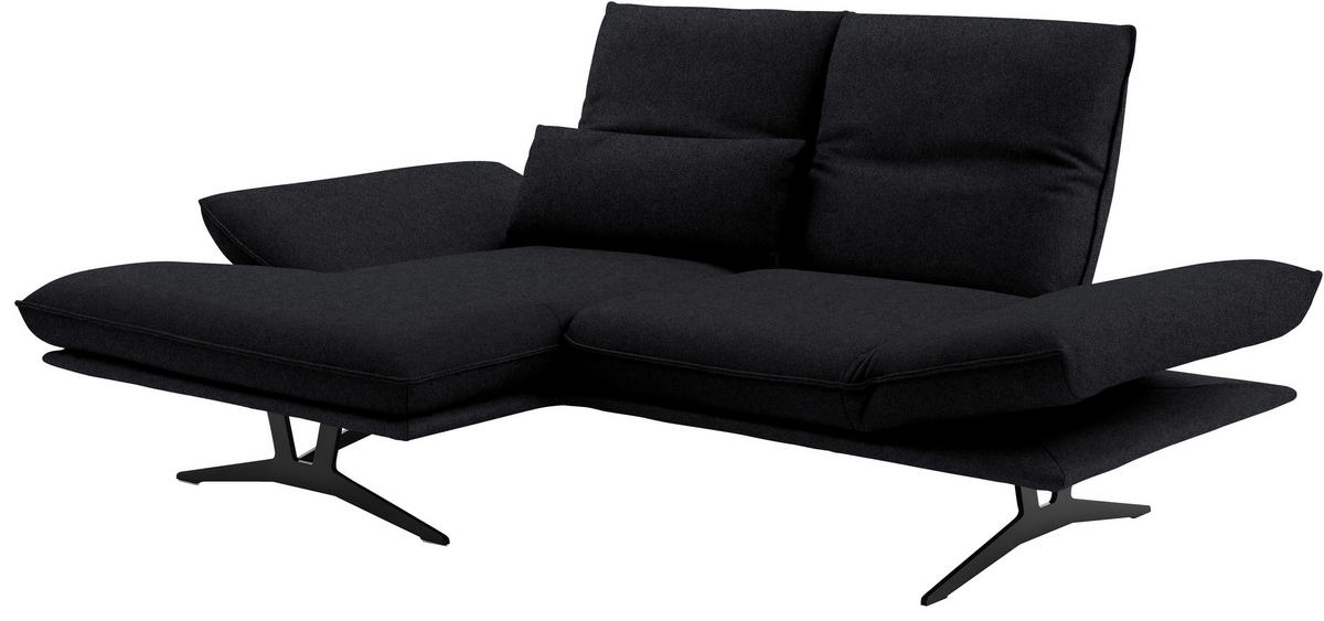 ECKSOFA in Echtleder Anthrazit  - Gelb/Anthrazit, Design, Leder/Metall (130/210cm) - Dieter Knoll