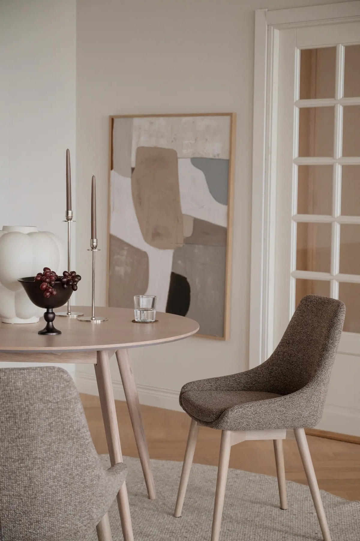 STOL     - beige/ek Bianco, Klassisk, metall/trä (49/85/55cm) - Rowico