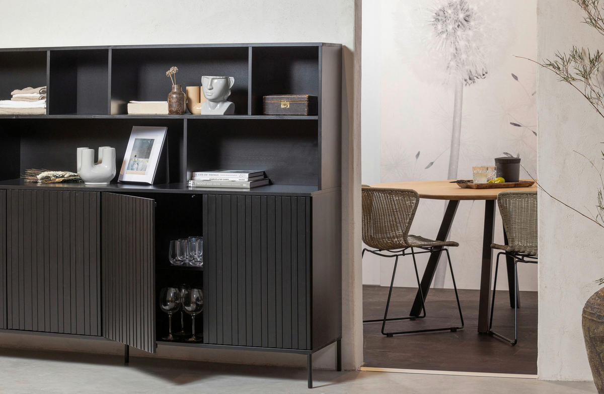 BUFFET 200/150/44 cm  in Schwarz  - Schwarz, Design, Holz/Holzwerkstoff (200/150/44cm) - Ambia Home