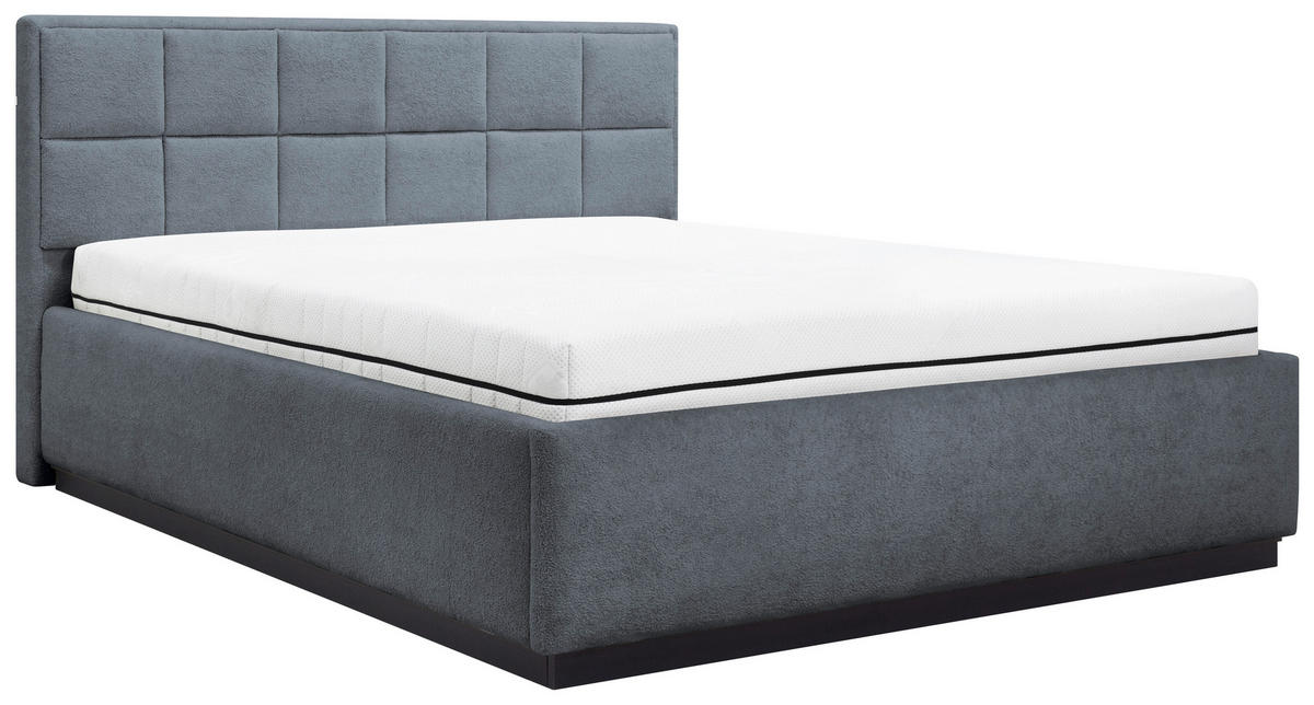 POLSTERBETT 140/200 cm,  in Dunkelgrau, gepolstertes Kopfteil, Beleuchtung, Lattenrost, Bettkasten,  - Dunkelgrau/Birkefarben, Design, Holz/Holzwerkstoff (140/200cm) - Chameo