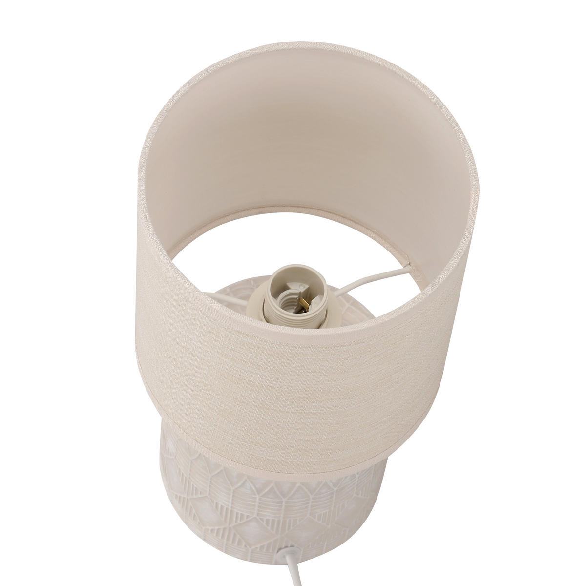 BORDSLAMPA Dina 14/14/26 cm   - beige, Klassisk, metall/textil (14/14/26cm)