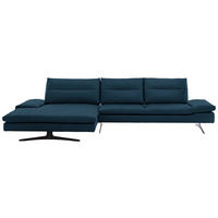 ECKSOFA  in Echtleder Blau  158/342 cm  - Blau/Schwarz, MODERN, Leder/Metall (158/342cm) - Chilliano