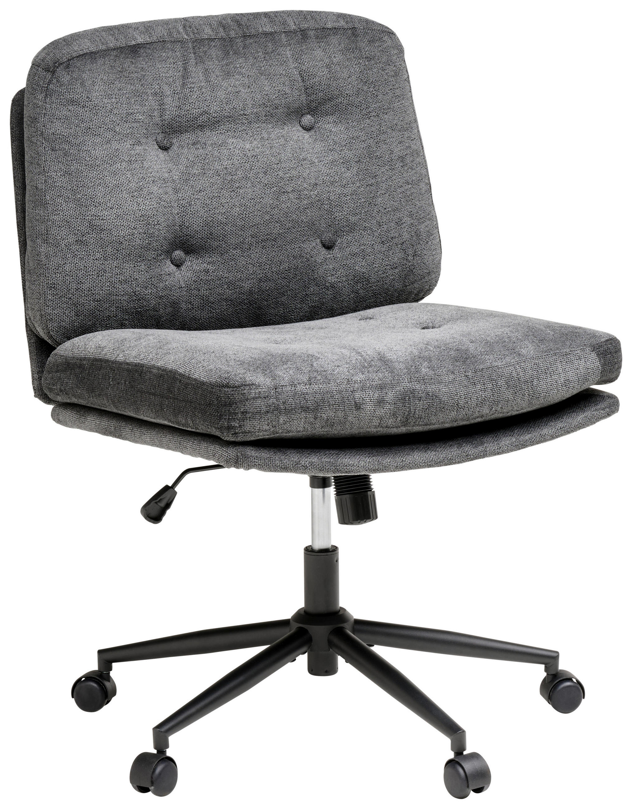 DREHSTUHL Mikrofaser Grau  - Schwarz/Grau, MODERN, Holz/Kunststoff (66/90/98/76cm) - MID.YOU