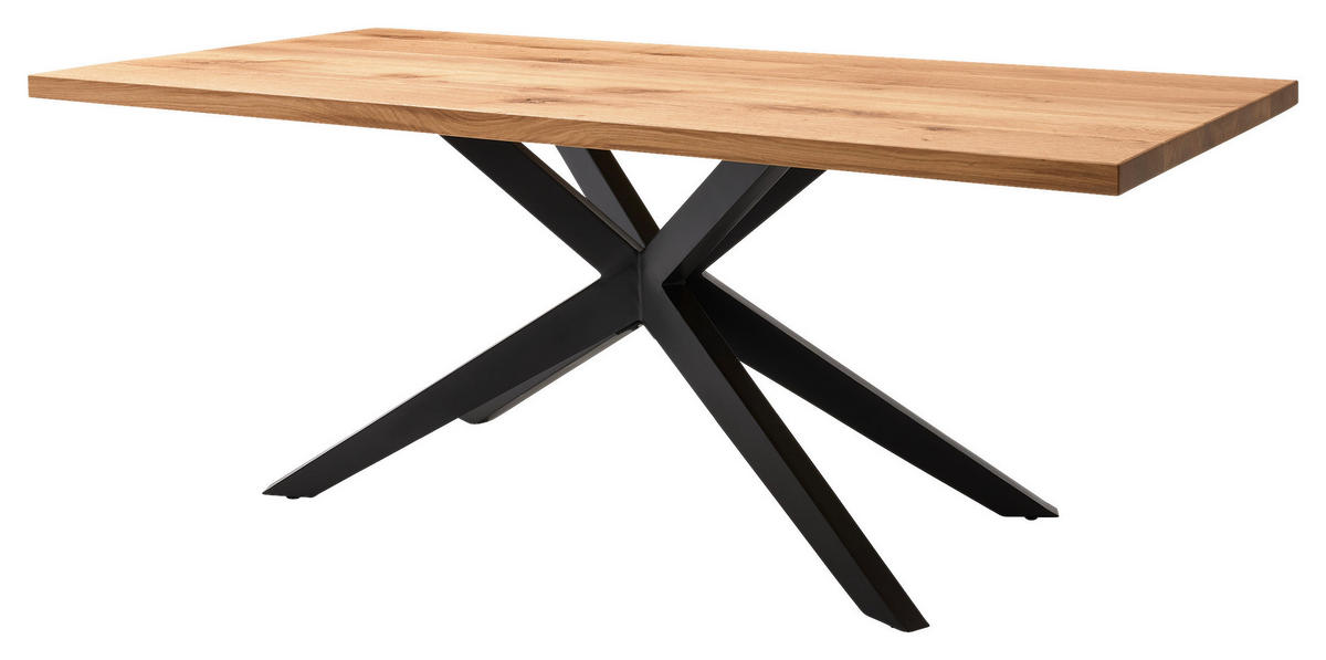 ESSTISCH Eiche massiv rechteckig Schwarz, Eichefarben  - Eichefarben/Schwarz, Design, Holz/Metall (200/100/77cm) - Musterring