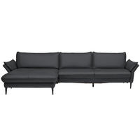 ECKSOFA in Echtleder Schieferfarben  - Schieferfarben/Schwarz, Design, Leder/Metall (172/334cm) - Valdera