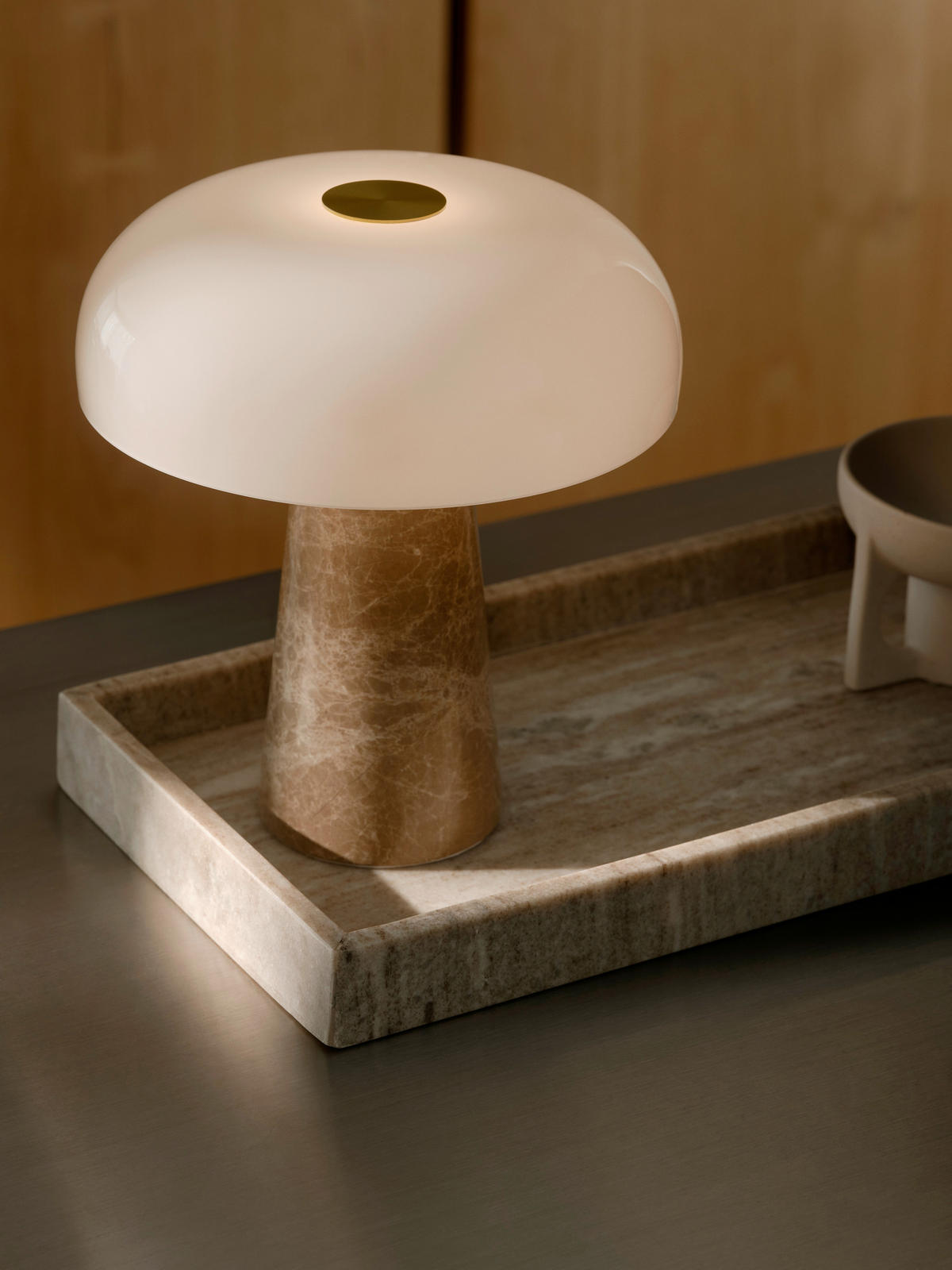 TISCHLEUCHTE 22,3/24,3 cm   - Beige/Weiß, Trend, Glas/Stein (22,3/24,3cm) - Nordlux