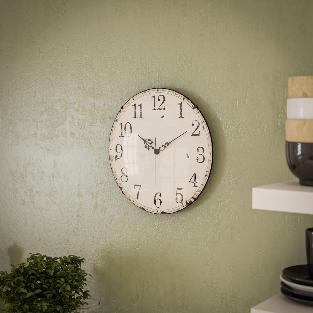 WANDUHR  Braun, Weiß 35 cm  - Braun/Weiß, Basics, Kunststoff (35cm)