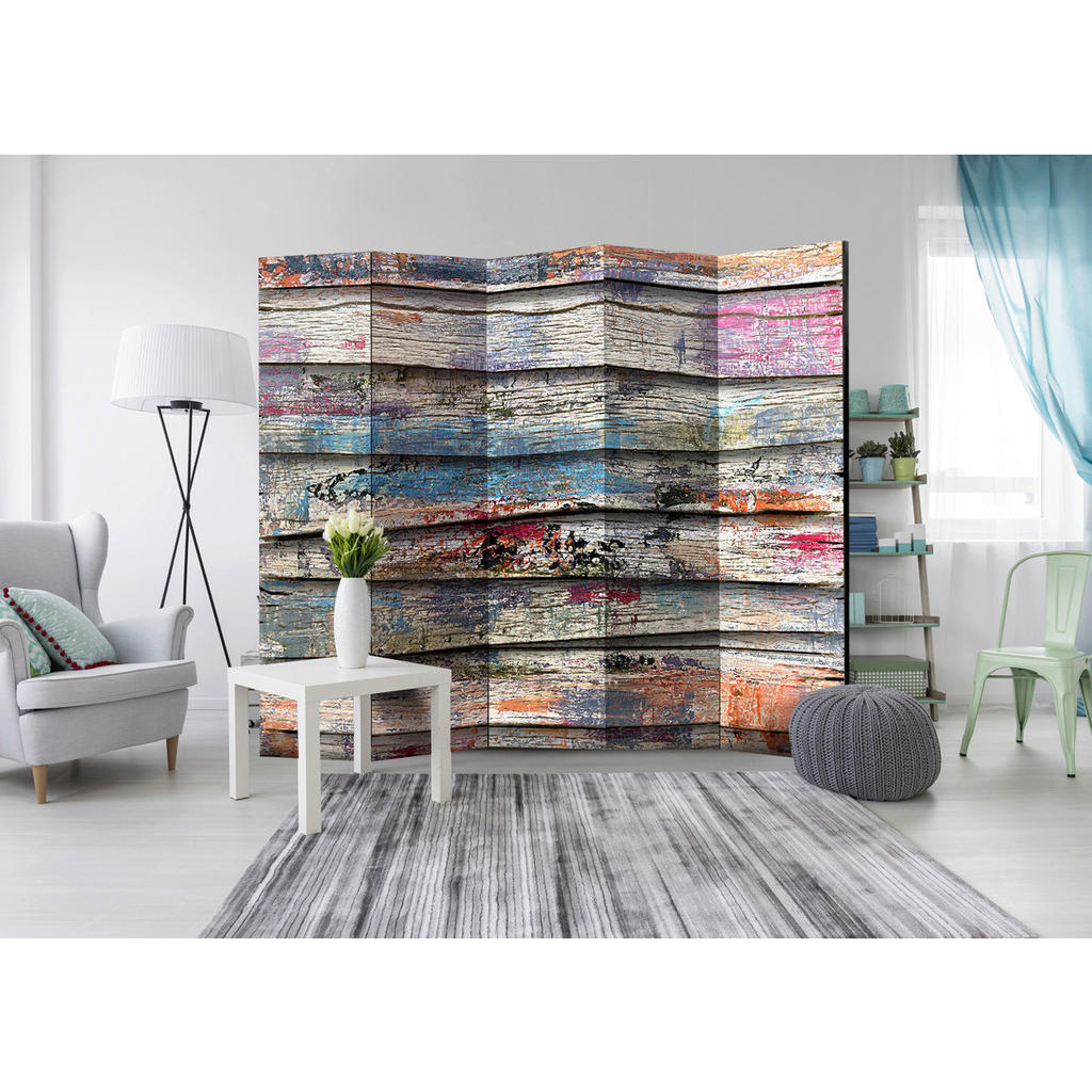 Thumbnail - artgeist Paravent, Mehrfarbig, Holz, Textil, Kiefer, massiv, Abstraktes, 225x172x3 cm, Motiv auf Vorder- und Rückseite, ...