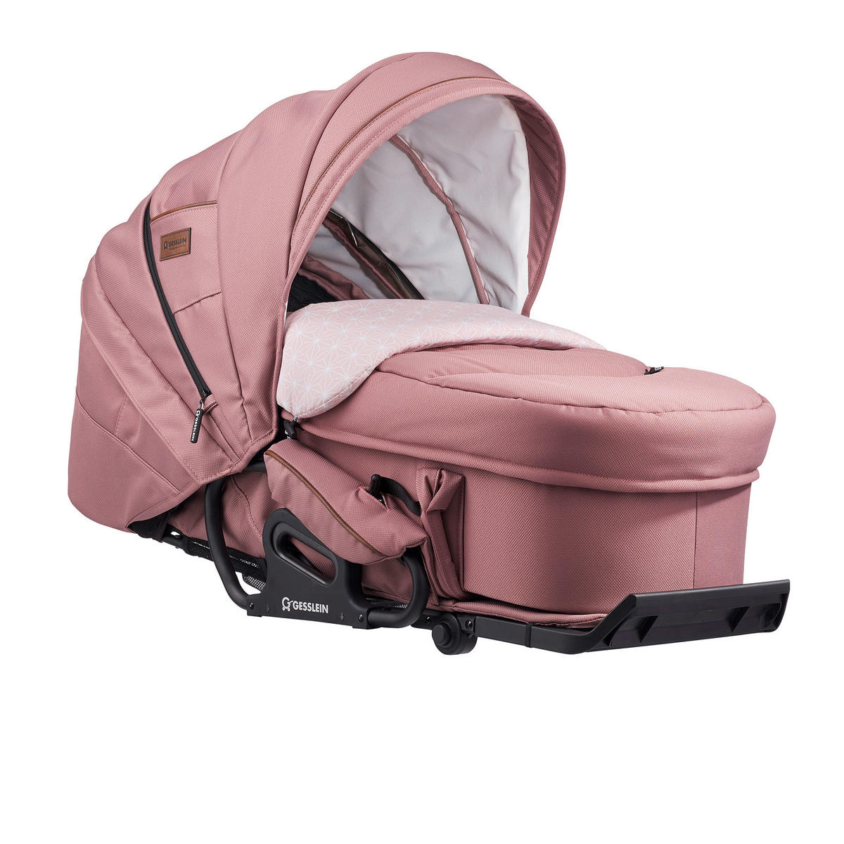 KINDERWAGENSET F4 Air+  - Schwarz/Altrosa, Basics, Textil/Metall (57/129/100cm) - Gesslein