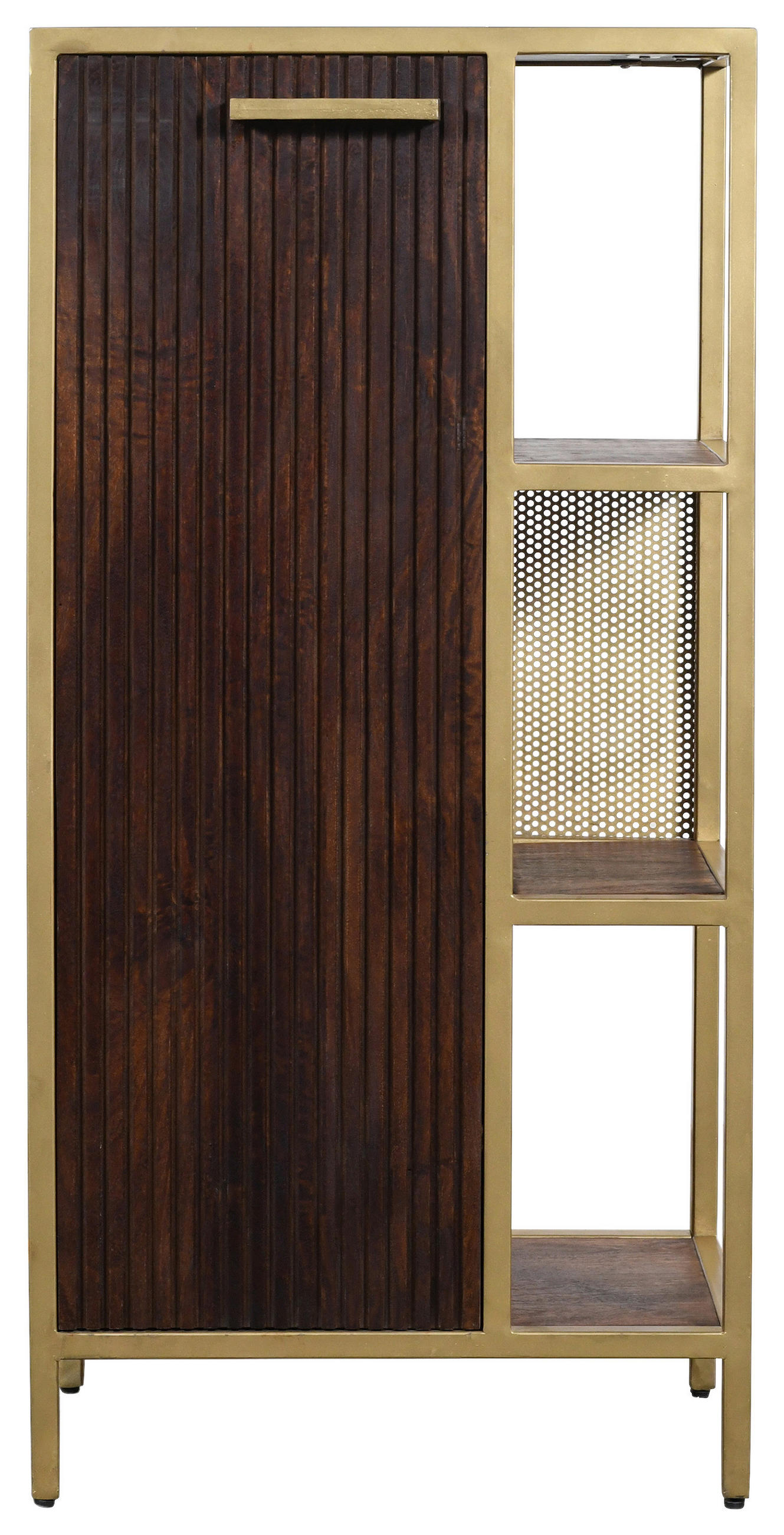 MIDISCHRANK 52/108/32 cm  - Dunkelbraun/Goldfarben, MODERN, Holz/Metall (52/108/32cm) - Livetastic