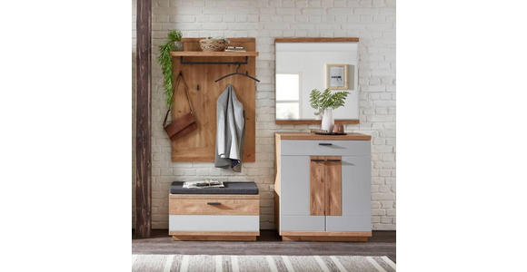 GARDEROBE in 195/197/38 cm - Wildeiche/Hellgrau, Design, Glas/Holz (195/197/38cm) - Novel