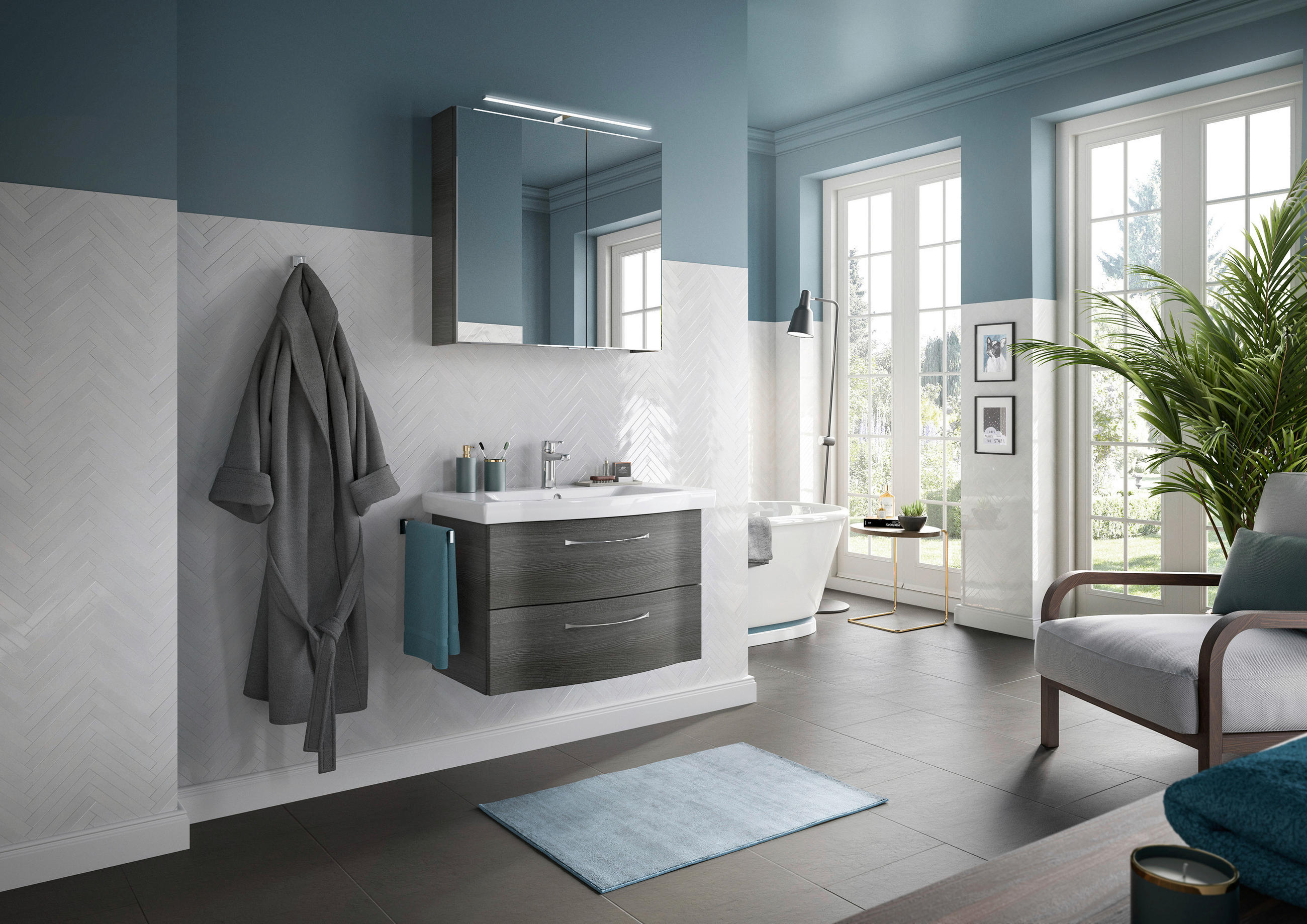 BADEZIMMER 3-teilig in 82 cm - Chromfarben/Graphitfarben, KONVENTIONELL, Glas/Holzwerkstoff (82cm) - Pelipal