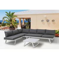 LOUNGEGARNITUR   Stahl  - Weiß/Grau, Design, Kunststoff/Metall - Livetastic