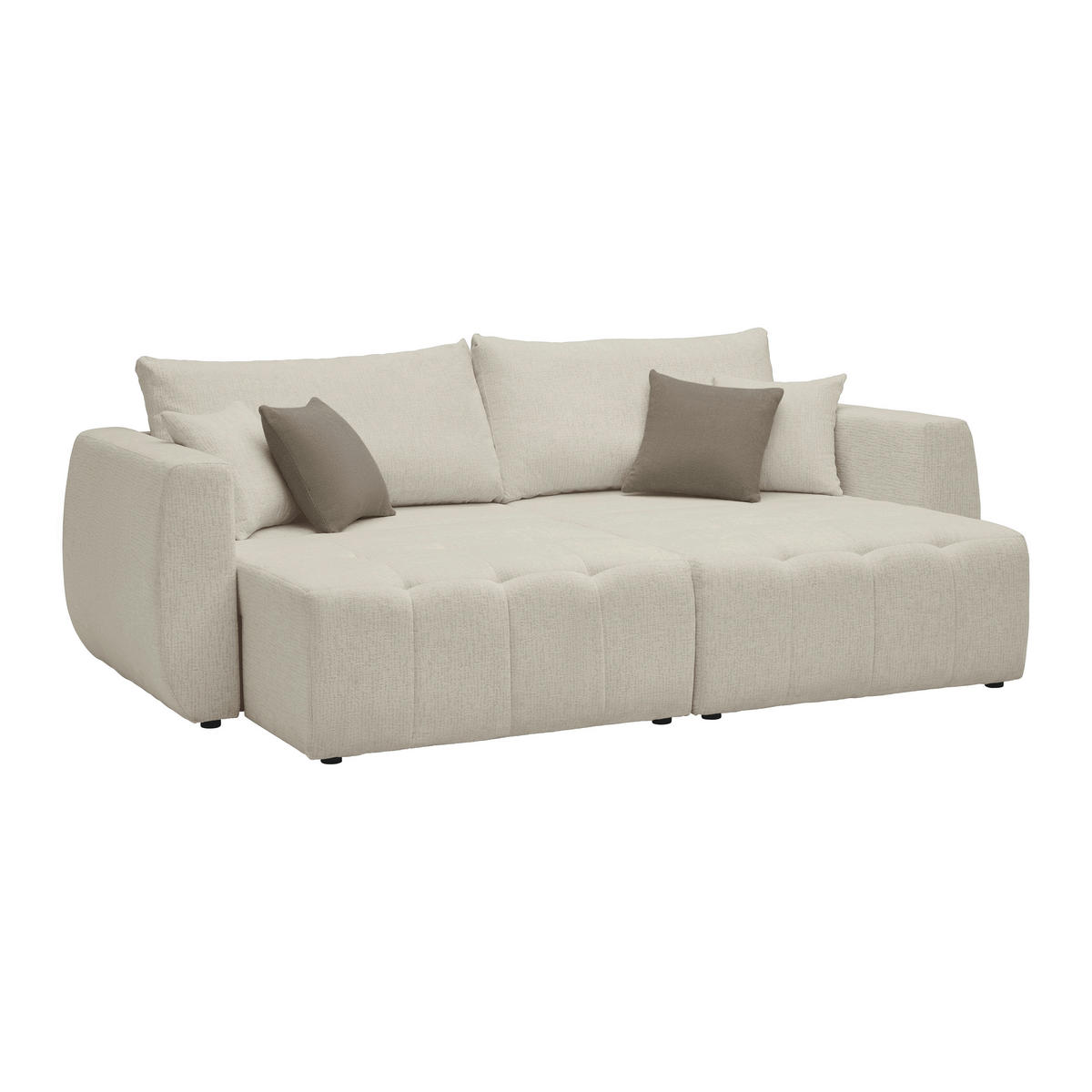 SCHLAFSOFA in Chenille, Jacquard Cappuccino  - Taupe/Schwarz, Kunststoff/Textil (245/74-90/104cm) - MID.YOU