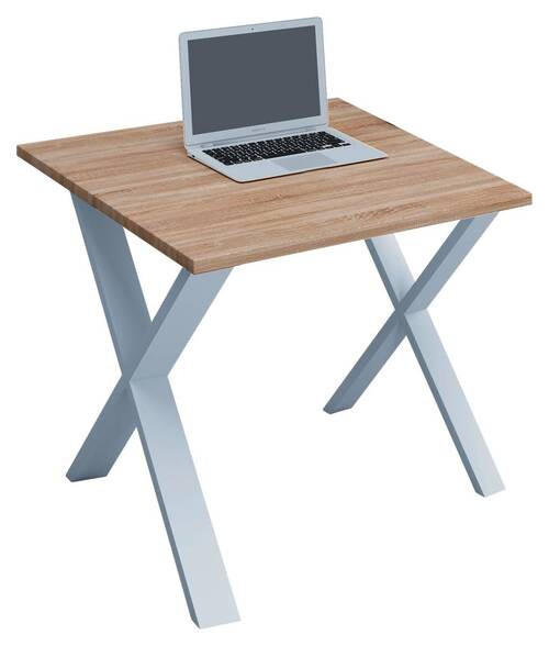 SCHREIBTISCH 80/80/76 cm  in Weiss, Sonoma Eiche  - Weiss/Sonoma Eiche, Modern, Holzwerkstoff/Metall (80/80/76cm) - MID.YOU