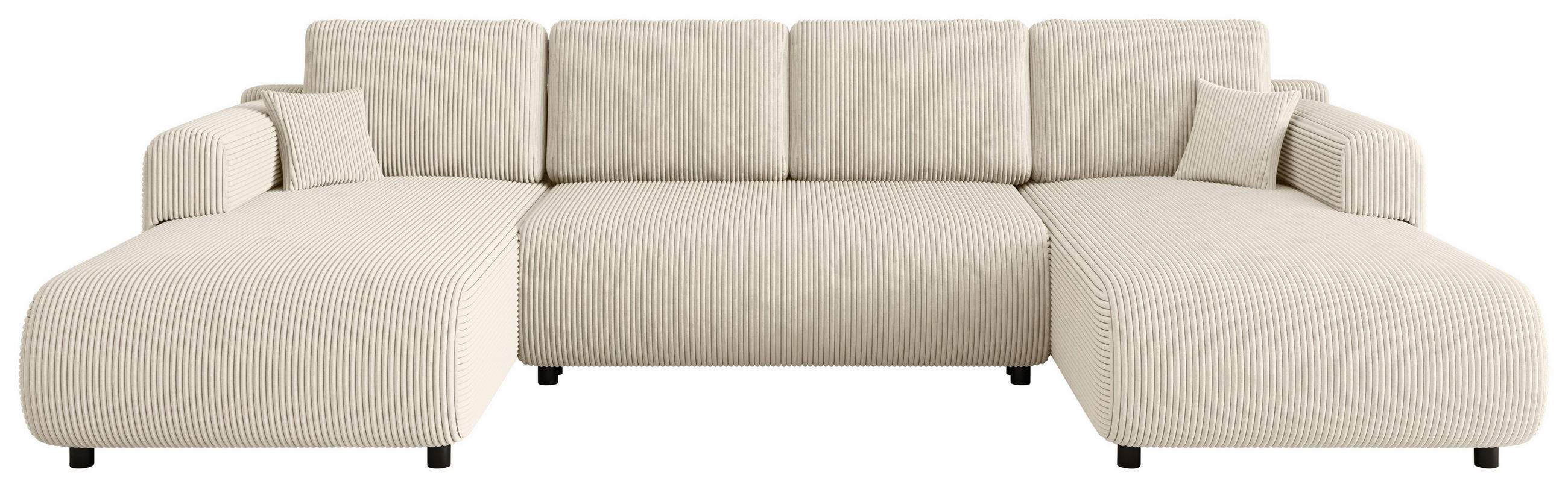 Wohnlandschaft inkl. Funktion Creme Cord  - Creme/Schwarz, KONVENTIONELL, Textil (200/360/200cm) - Xora