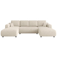 Wohnlandschaft inkl. Funktion Creme Cord  - Creme/Schwarz, KONVENTIONELL, Textil (200/360/200cm) - Xora