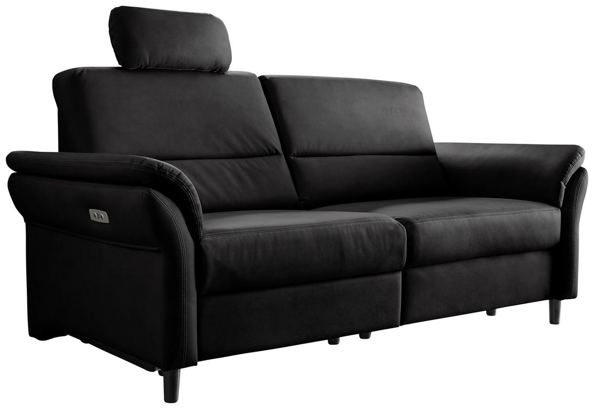 3-SITZER-SOFA in Lederlook Schwarz  - Schwarz, Modern, Holz/Textil (192/90/89cm) - Livetastic