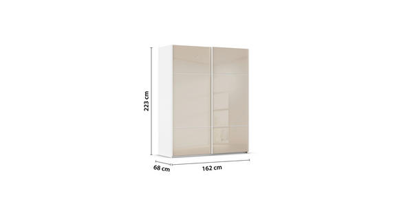 SCHWEBETÜRENSCHRANK 162/223/68 cm 2-türig Weiß, Champagner - Champagner/Weiß, KONVENTIONELL, Glas/Holzwerkstoff (162/223/68cm) - Novel