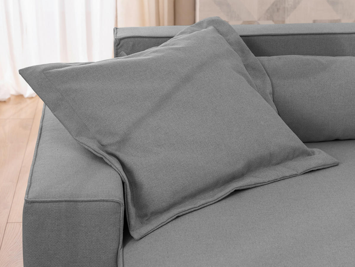 ECKSOFA Webstoff Hellgrau  - Hellgrau/Schwarz, Design, Kunststoff/Textil (251/142cm) - P & B