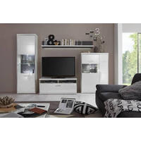 HIGHBOARD Accra  in 94/137/38 cm  - Weiß Hochglanz/Silberfarben, Design, Glas/Holzwerkstoff (94/137/38cm) - Livetastic