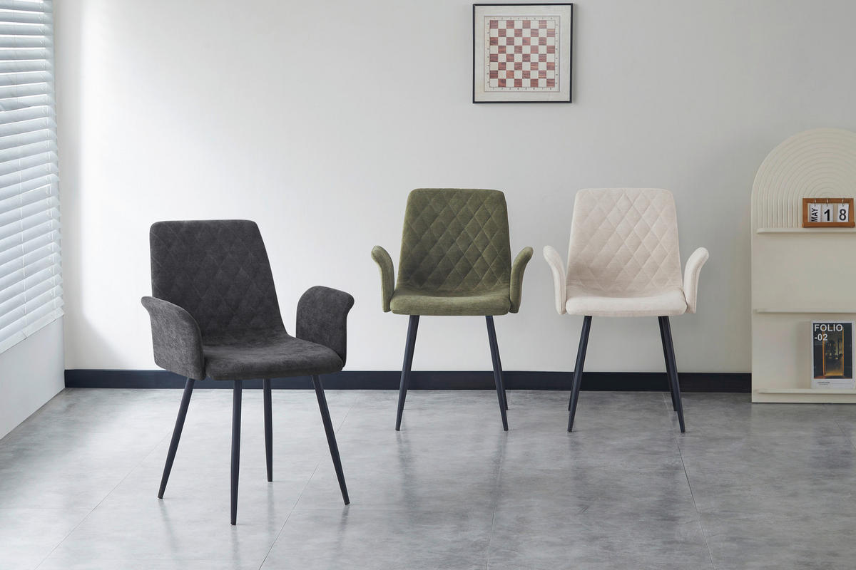 ARMLEHNSTUHL   Webstoff  - Dunkelgrau/Schwarz, Design, Textil/Metall (61/87/55cm) - Ti'me