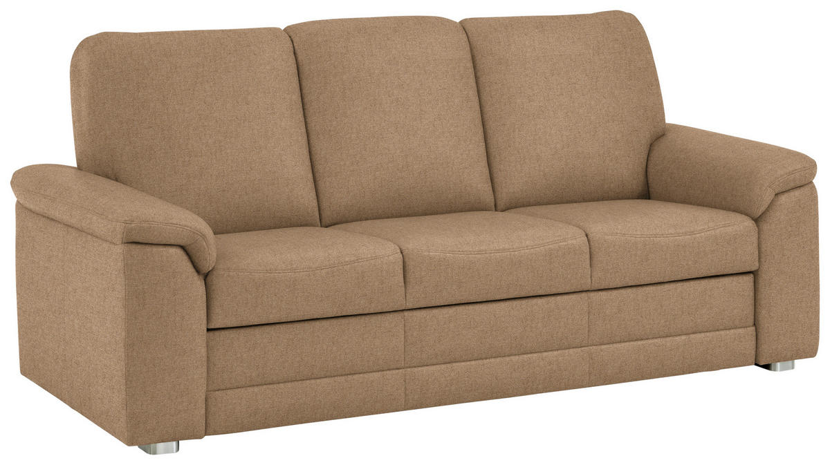3-SITZER-SOFA Chenille Altrosa, Hellbraun  - Hellbraun/Alufarben, Konventionell, Textil/Metall (208/96/89cm) - Beldomo Comfort