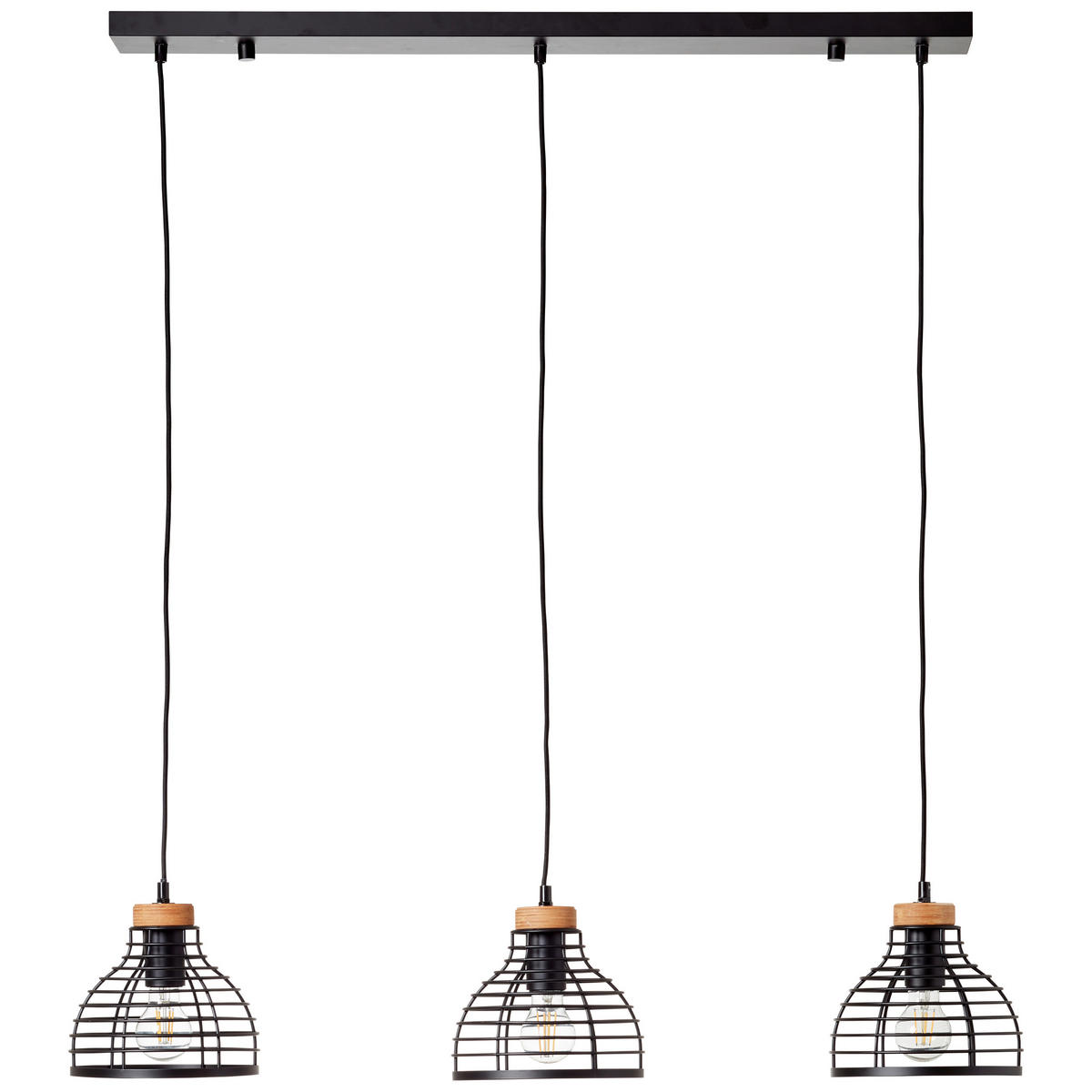 PENDELLEUCHTE 100/25/120 cm  - Schwarz, Natur, Holz/Metall (100/25/120cm) - Brilliant