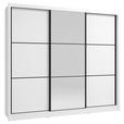 SCHIEBETÜRENSCHRANK 242/215,5/60 cm 3-türig Weiß  - Schwarz/Weiß, Basics, Glas/Holzwerkstoff (242/215,5/60cm) - Xora