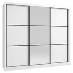 SCHIEBETÜRENSCHRANK 242/215,5/60 cm 3-türig Weiß  - Schwarz/Weiß, Basics, Glas/Holzwerkstoff (242/215,5/60cm) - Xora