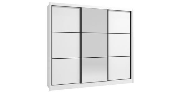 SCHIEBETÜRENSCHRANK 242/215,5/60 cm 3-türig Weiß  - Schwarz/Weiß, Basics, Glas/Holzwerkstoff (242/215,5/60cm) - Xora
