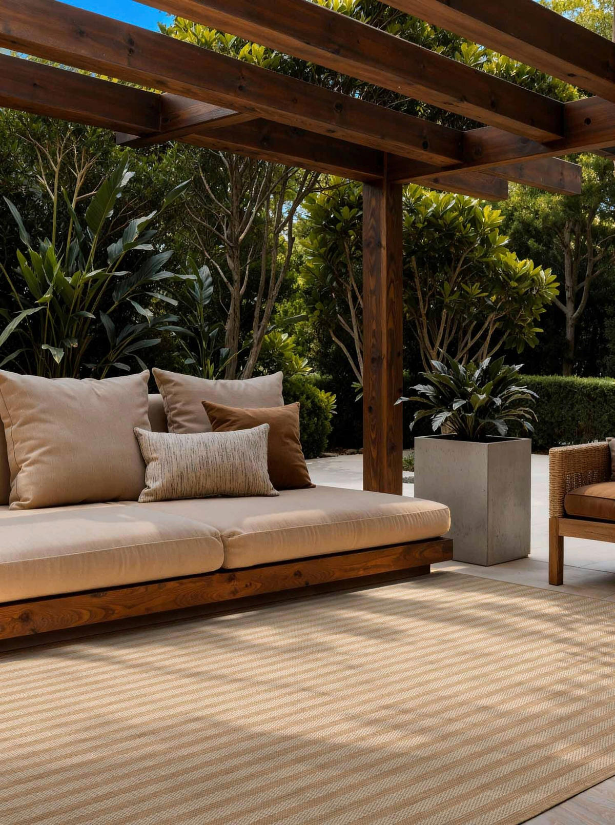 FLACHWEBETEPPICH 200/300 cm Haringey Weiß, Sandfarben rechteckig  - Sandfarben/Weiß, Design, Kunststoff (200/300cm)