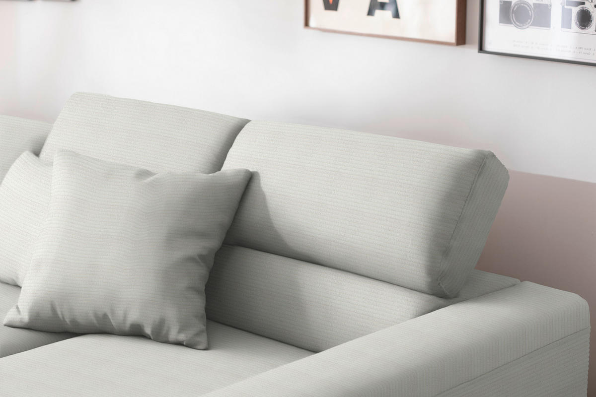 ECKSOFA Cord Grauweiss  - Schwarz/Grauweiss, Design, Textil/Metall (293/215-217cm) - Schöner Wohnen