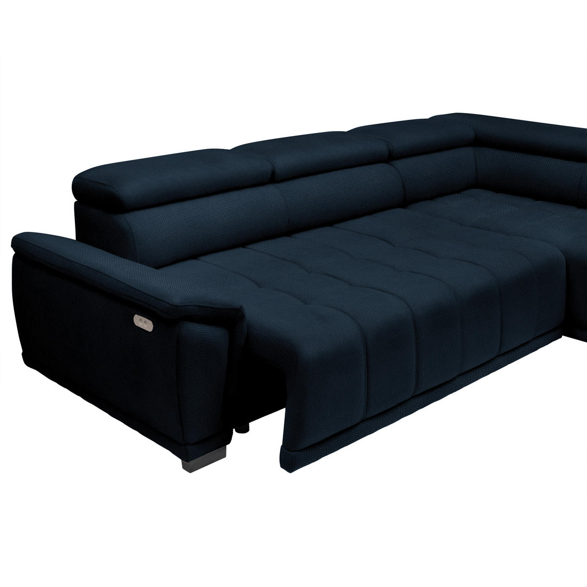 HÖRNSOFFA i chenille, vävt tyg mörkblå  - svart/mörkblå, Modern, textil/plast (283/106cm) - MID.YOU