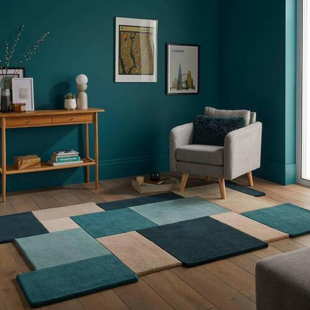 WOLLTEPPICH 180/120 cm Petrol  - Petrol, Basics, Textil (180/120cm)