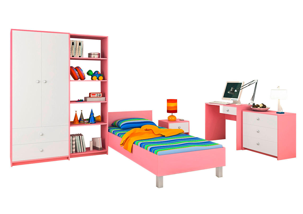 SOBA ZA MLADE  ružičasta, bijela  - bijela/ružičasta, Konvencionalno, drvni materijal (445/190/205cm) - Boxxx