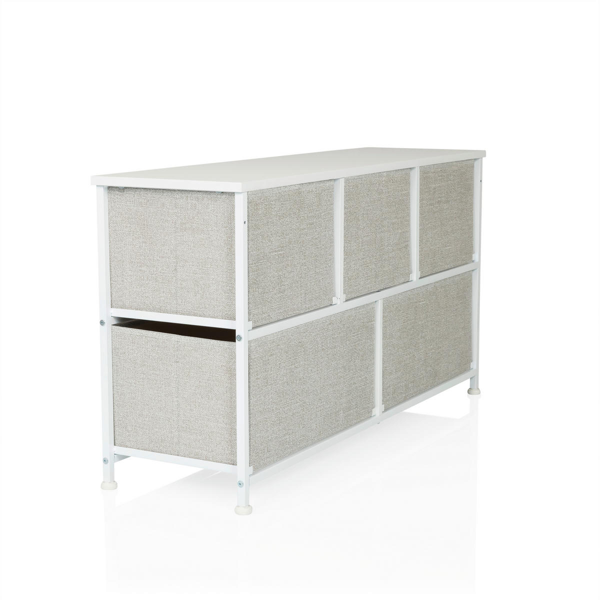 KOMMODE  in 100/55/30 cm  - Weiß/Grau, MODERN, Kunststoff/Textil (100/55/30cm) - MID.YOU