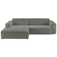 ECKSOFA in Feincord Olivgrün  168/276 cm  - Schwarz/Olivgrün, KONVENTIONELL, Kunststoff/Textil (168/276cm) - Hom`in