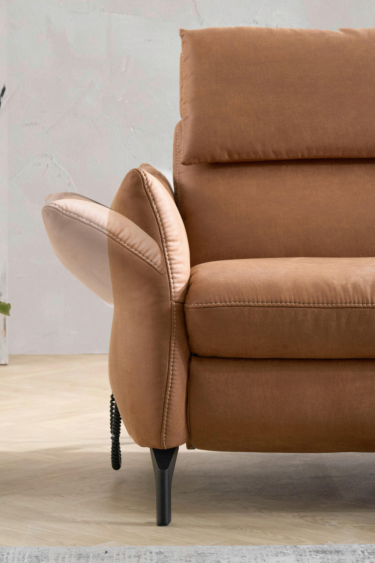 WOHNLANDSCHAFT Cognac  - Cognac/Beige, MODERN, Textil/Metall (274/160cm) - Livetastic