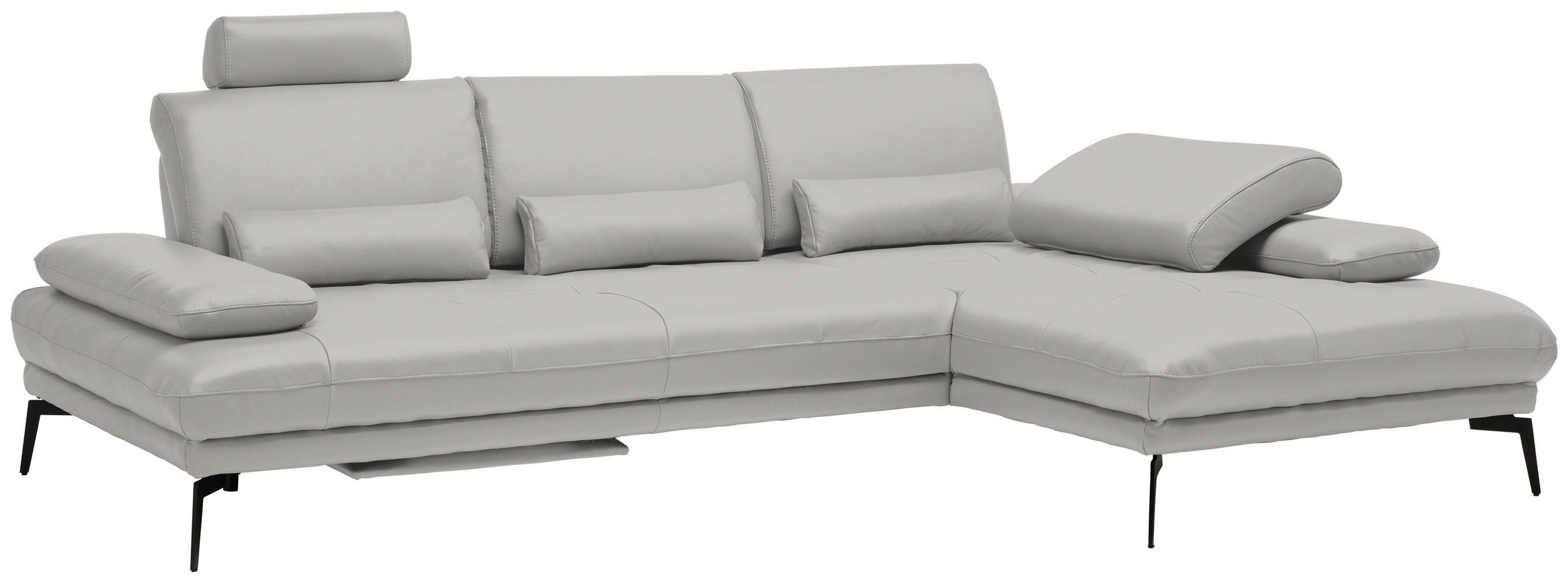 Thumbnail - Celina Home Ecksofa, Greige, Leder, Echtleder, Spaltleder, Rindleder, 3-Sitzer, Ottomane links, L-Form, 273x187 cm, Made...